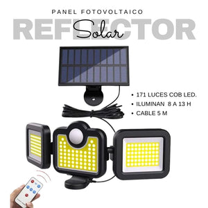 Reflector Solar 3 cabezales-171 COB-LED + cable 5m (Contra entrega todo Lima)